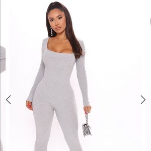 Grey fashion nova jumpsuit